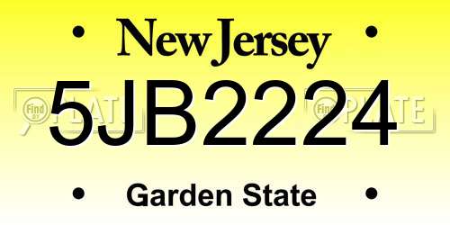 5JB2224 New Jersey License Plate