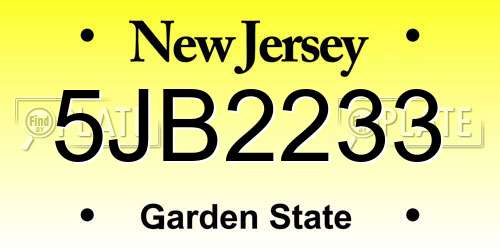 5JB2233 New Jersey License Plate