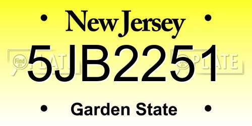 5JB2251 New Jersey License Plate