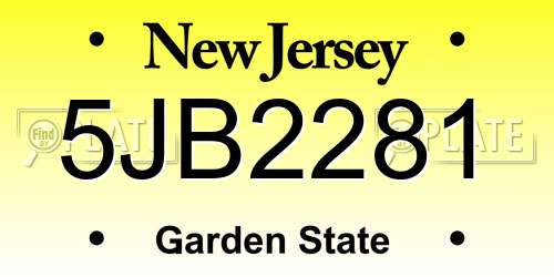 5JB2281 New Jersey License Plate