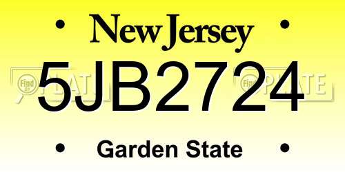 5JB2724 New Jersey License Plate
