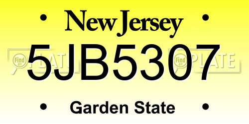 5JB5307 New Jersey License Plate