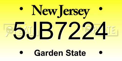5JB7224 New Jersey License Plate