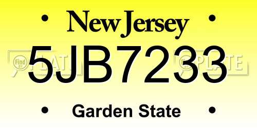 5JB7233 New Jersey License Plate