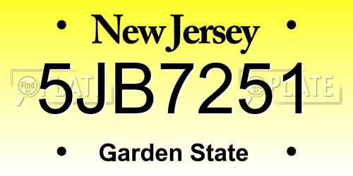 5JB7251 New Jersey License Plate