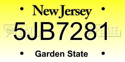 5JB7281 New Jersey License Plate
