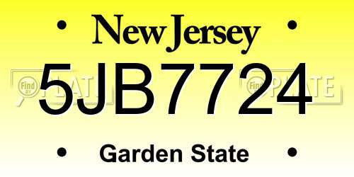 5JB7724 New Jersey License Plate