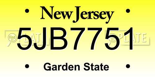 5JB7751 New Jersey License Plate