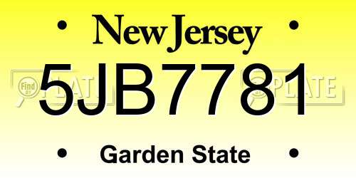 5JB7781 New Jersey License Plate