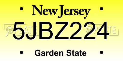 5JBZ224 New Jersey License Plate