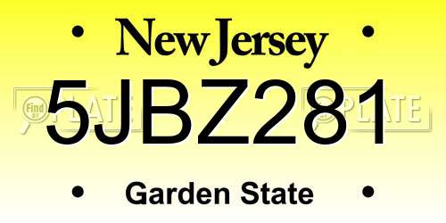 5JBZ281 New Jersey License Plate