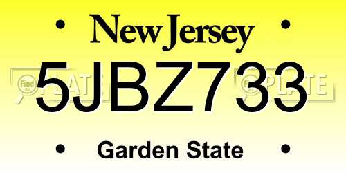 5JBZ733 New Jersey License Plate