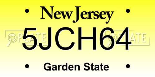 5JCH64 New Jersey License Plate