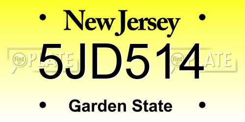 5JD514 New Jersey License Plate