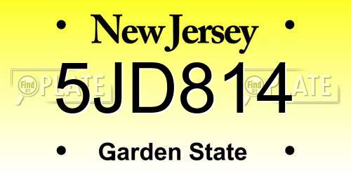5JD814 New Jersey License Plate