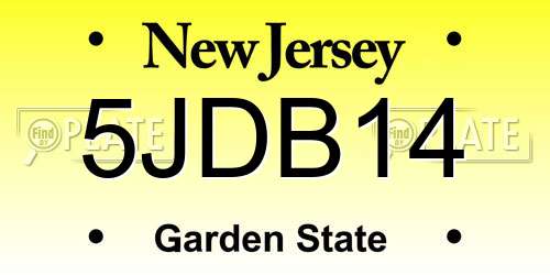 5JDB14 New Jersey License Plate