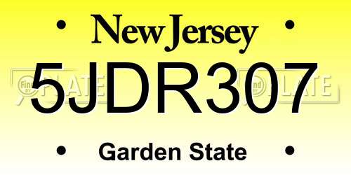 5JDR307 New Jersey License Plate