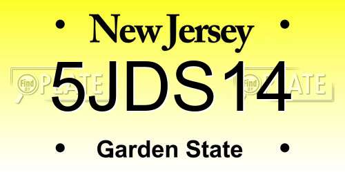 5JDS14 New Jersey License Plate