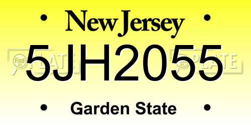 5JH2055 New Jersey License Plate