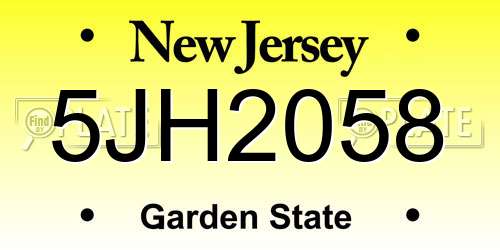 5JH2058 New Jersey License Plate