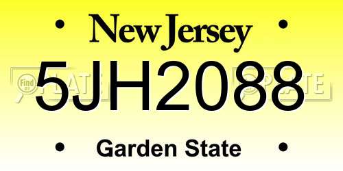 5JH2088 New Jersey License Plate