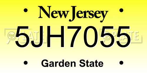 5JH7055 New Jersey License Plate