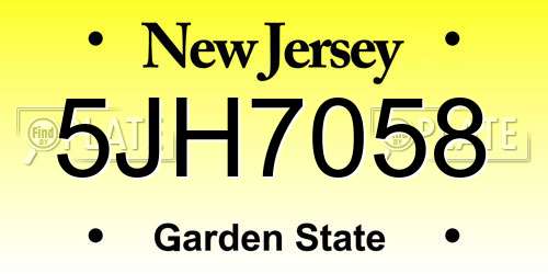 5JH7058 New Jersey License Plate