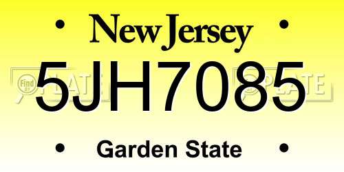 5JH7085 New Jersey License Plate