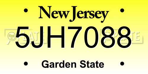 5JH7088 New Jersey License Plate