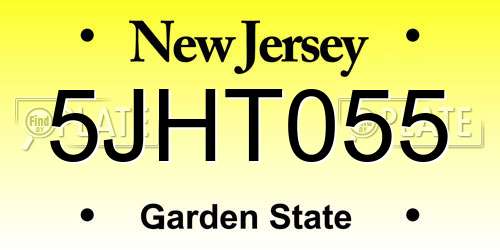 5JHT055 New Jersey License Plate