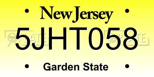 5JHT058 New Jersey License Plate