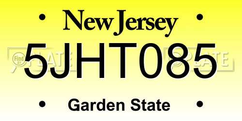5JHT085 New Jersey License Plate