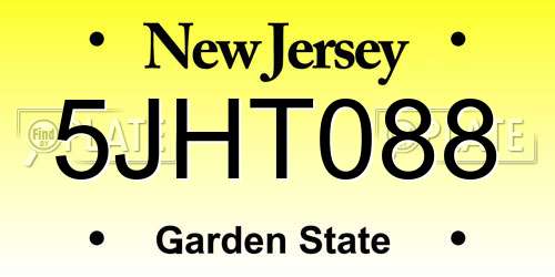 5JHT088 New Jersey License Plate