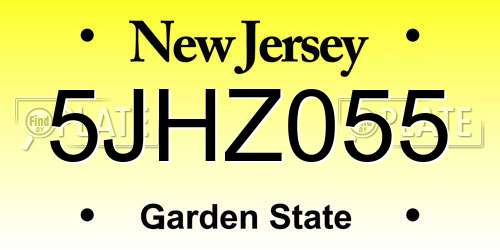 5JHZ055 New Jersey License Plate