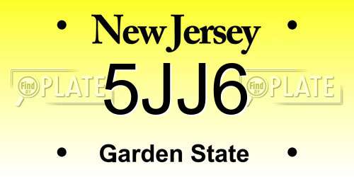 5JJ6 New Jersey License Plate