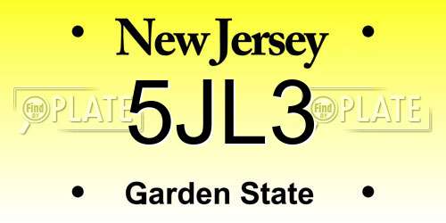 5JL3 New Jersey License Plate