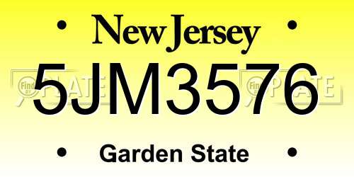 5JM3576 New Jersey License Plate