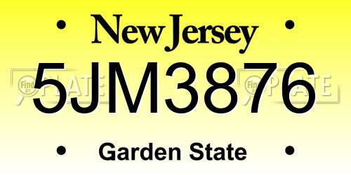 5JM3876 New Jersey License Plate