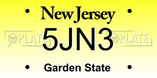 5JN3 New Jersey License Plate
