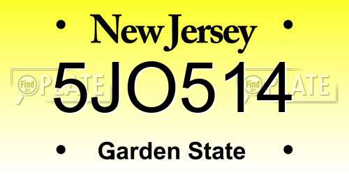 5JO514 New Jersey License Plate