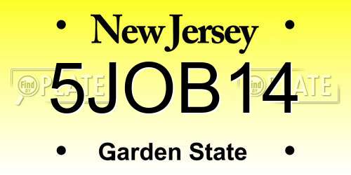 5JOB14 New Jersey License Plate