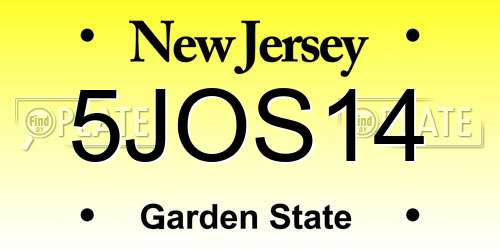 5JOS14 New Jersey License Plate