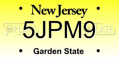 5JPM9 New Jersey License Plate