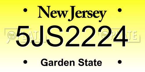 5JS2224 New Jersey License Plate