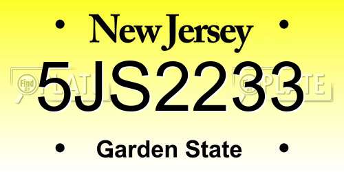 5JS2233 New Jersey License Plate