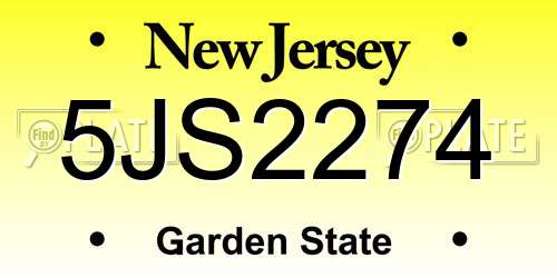 5JS2274 New Jersey License Plate