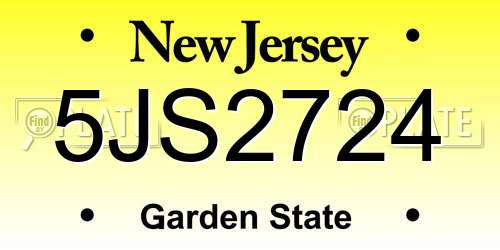 5JS2724 New Jersey License Plate