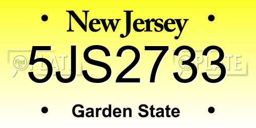 5JS2733 New Jersey License Plate