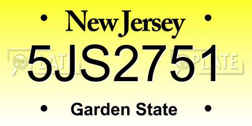 5JS2751 New Jersey License Plate