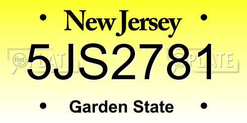 5JS2781 New Jersey License Plate